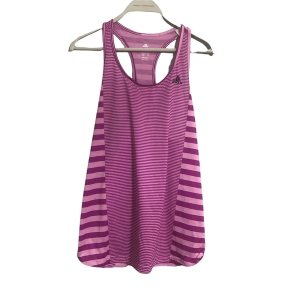 Adidas Climalite purple racerback striped shirt medium tank top - Picture 1 of 8